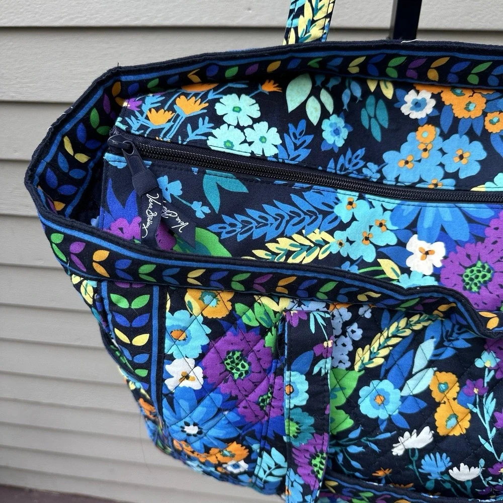 Vera Bradley Miller XL Tote Diaper Bag Midnight Blues Floral Travel Shoulder Bag